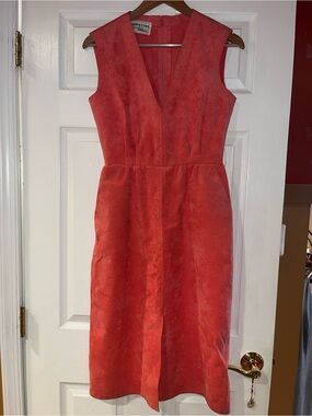 Sleeveless V-Neck Midi Dress in Coral by
